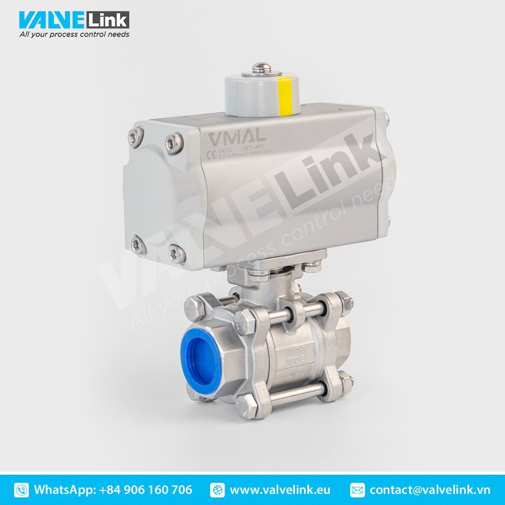 Pneumatic stainless steel three piece Control ball valve with internal thread VQ611F-16P3